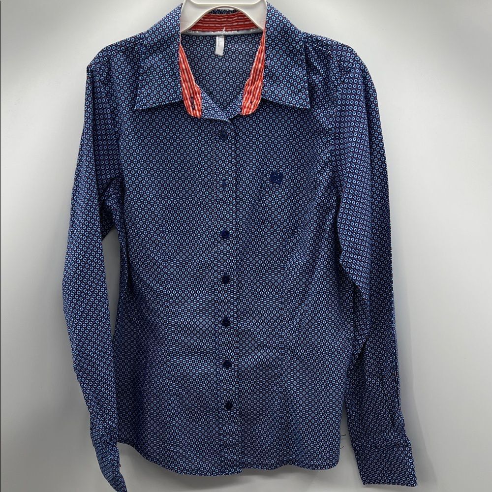 Cinch Blue and Red Patterned Button Down Shirt
